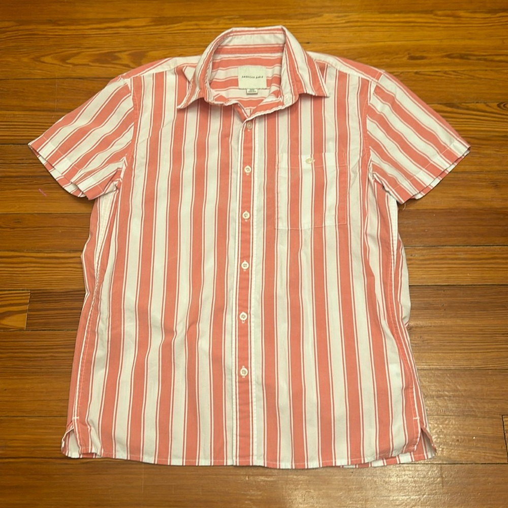 American eagle pin striped button down, salmon color